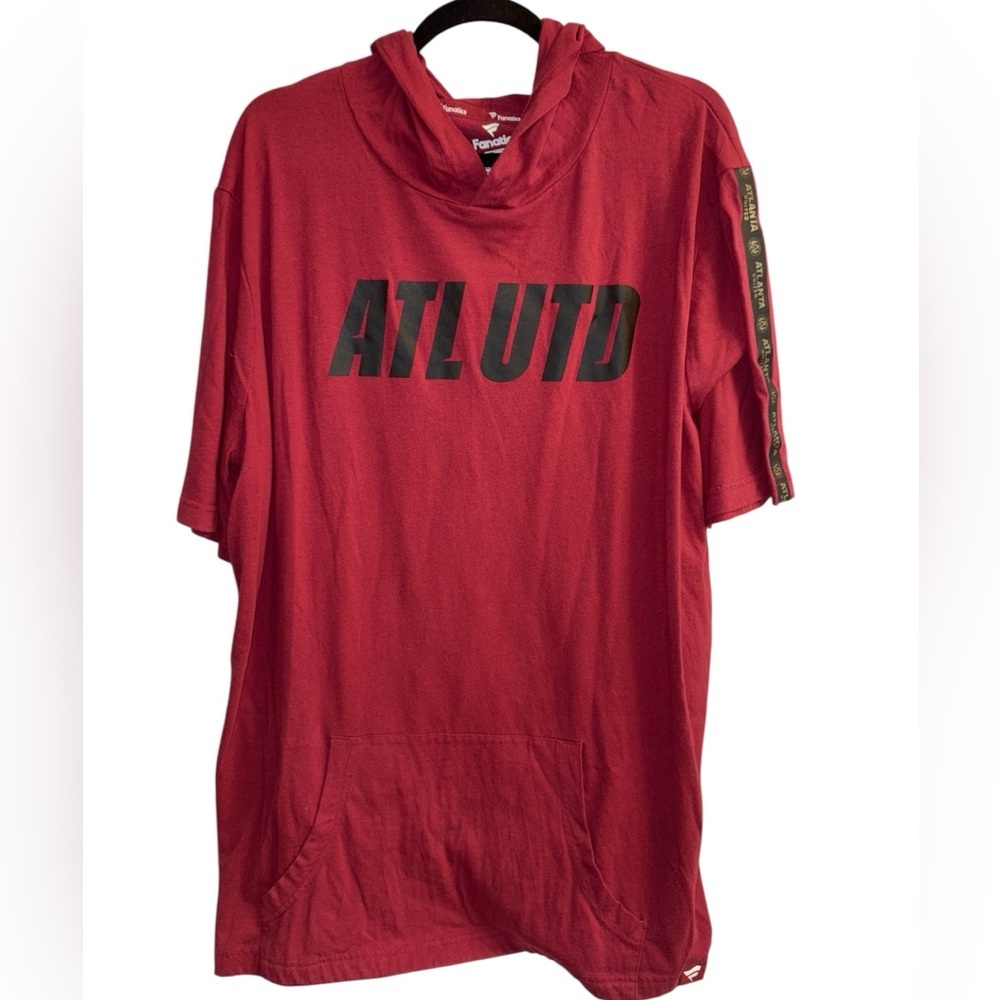 Fanatics pullover shirt Atlanta United hooded short sleeves pocket Size 2XL